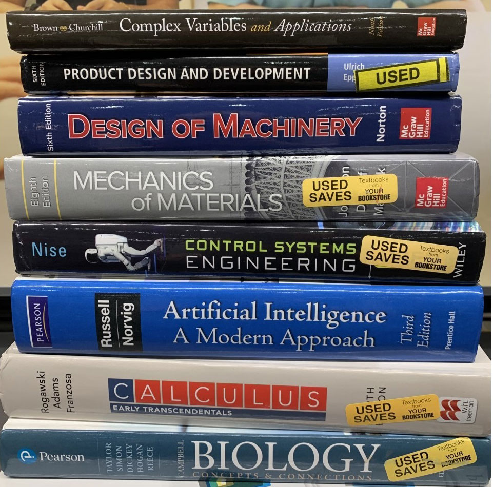 stack of textbooks