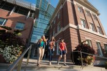 Students walking outside on the RPI campus