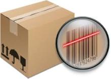 Illustration of a package, zoomed in to see the tracking barcode