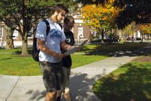 People walking on campus